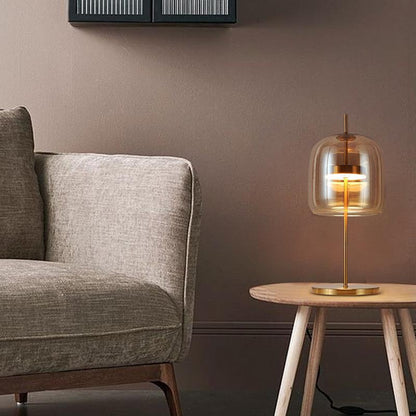 Moderne Glas Tischlampe mit goldenen Akzenten