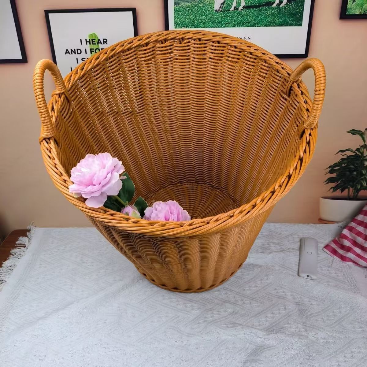Unisex Robuster Aufbewahrungskorb aus geflochtenem Rattan Brehn