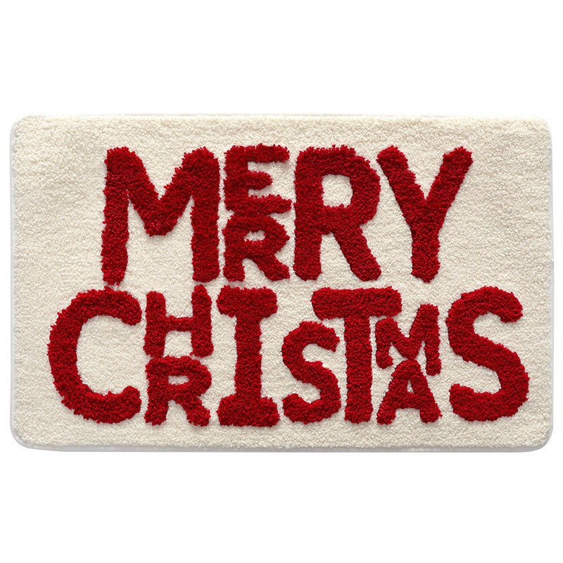 Weihnachtlich gestaltete Badmatte
