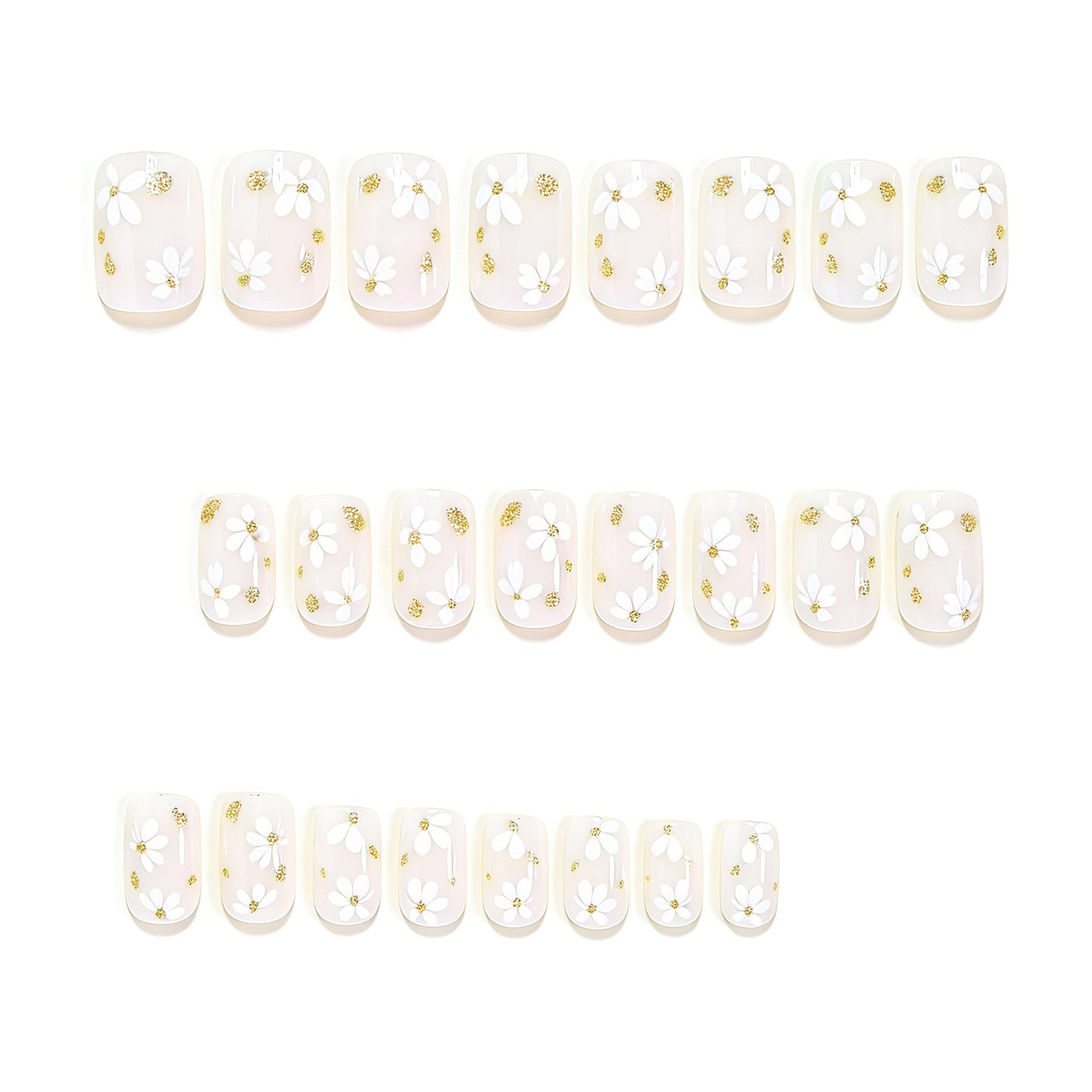 Elegante Blumenmuster Press-On Nagelkunst Brehn