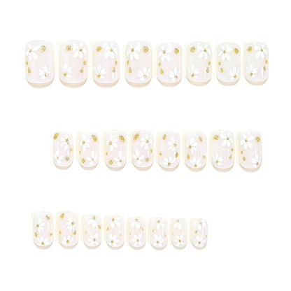 Elegante Blumenmuster Press-On Nagelkunst Brehn