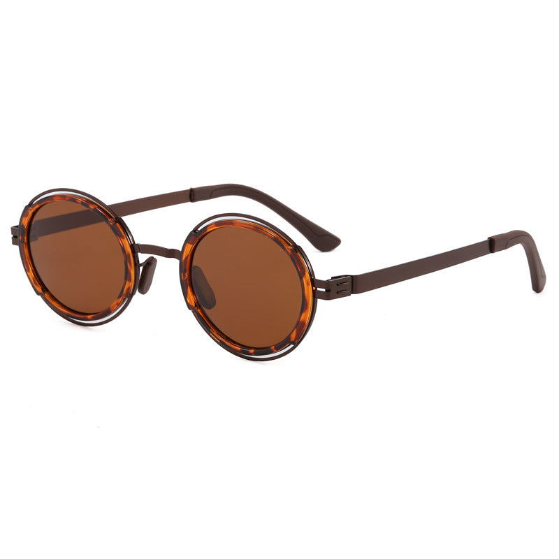 Damen modische runde Sonnenbrille mit elegantem Metallrahmen Brehn