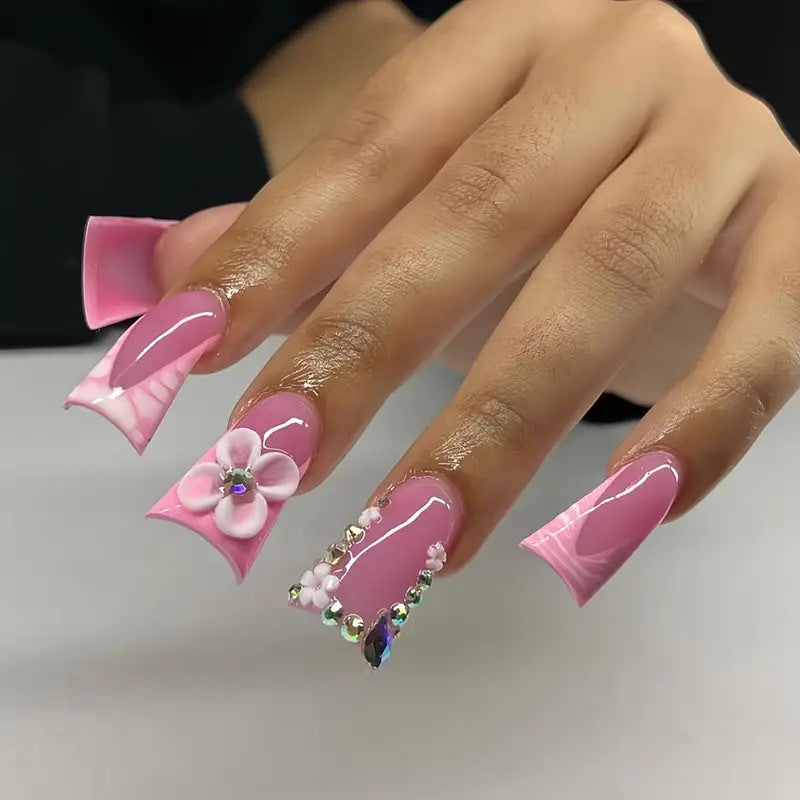 Blumen Acryl Nagelkunst Verlängerungen Brehn
