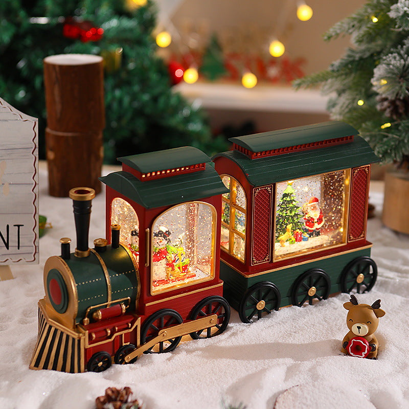 Nostalgische Weihnachtszug-Laterne mit beweglichem Weihnachtsmann Brehn