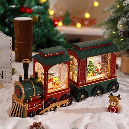 Nostalgische Weihnachtszug-Laterne mit beweglichem Weihnachtsmann Brehn