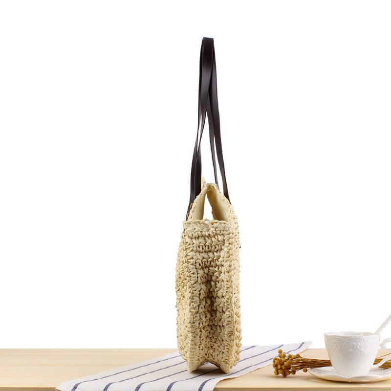 Runde Korbtasche mit Robusten Ledergriffen Brehn