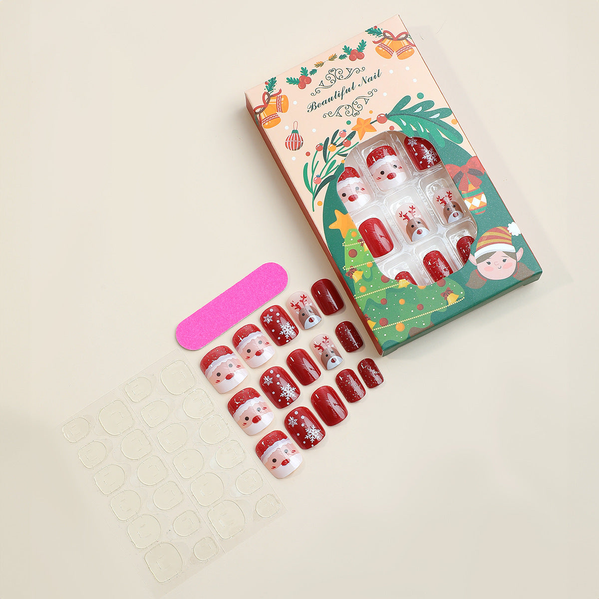 Festliches Kunstnagelset mit Weihnachtsmotiven Brehn