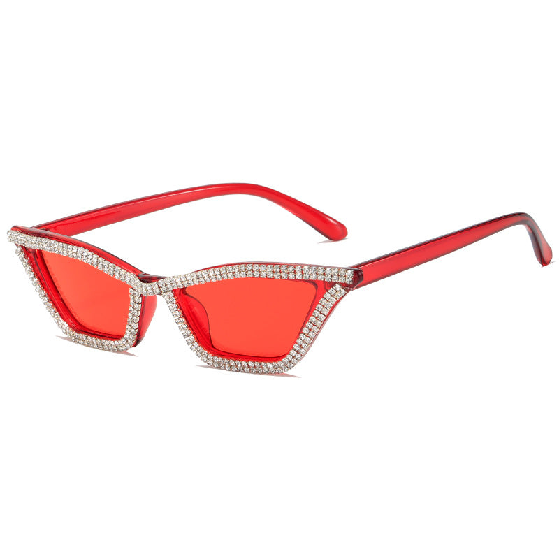 Damen extravagante Cat-Eye Sonnenbrille mit funkelndem Kristallrahmen Brehn