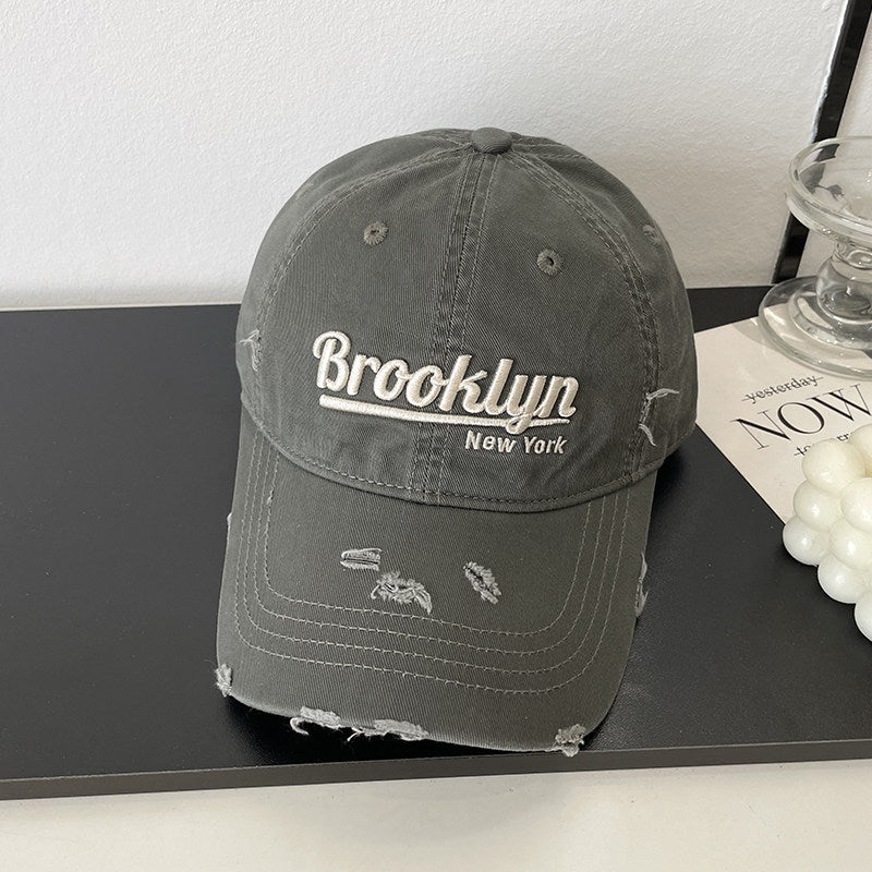 Distressed Baumwoll-Baseballmütze mit Brooklyn-Stickerei