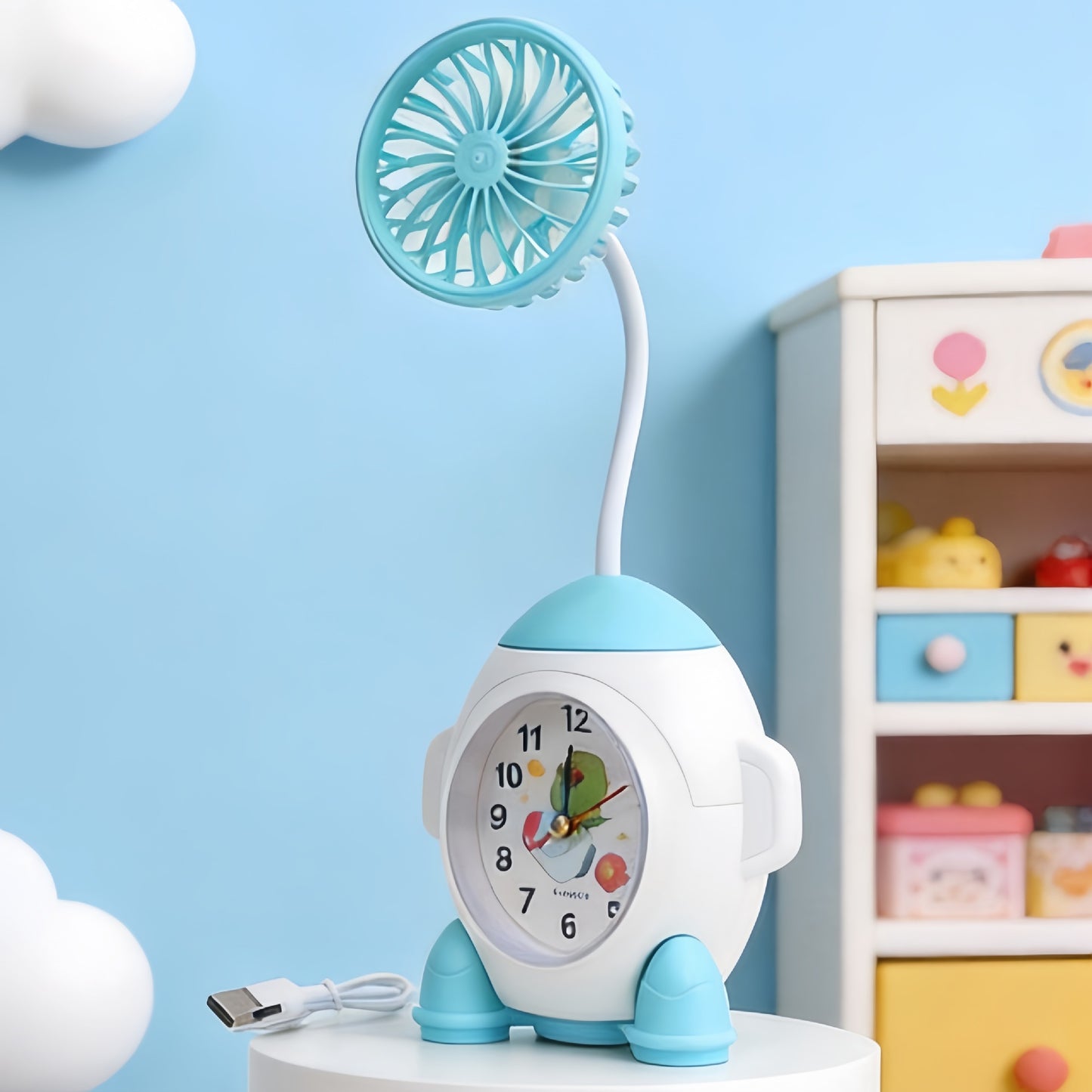 Damen Multifunktionale Tischuhr mit Ventilator Brehn