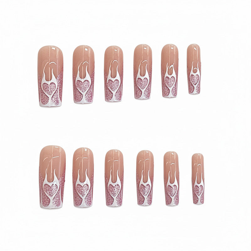 Heart Flames Press-On Nail Art Brehn