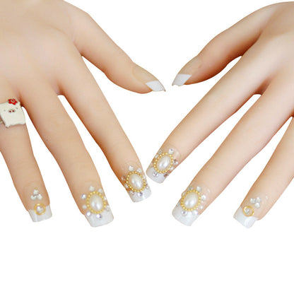 Glamouröse Perlenverzierte Press-On Nagelset