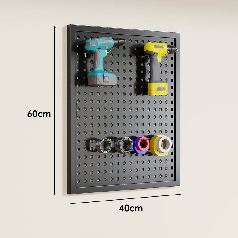 Wandmontierter Lochblech-Werkzeug-Pegboard-Organizer mit modularen Haken und Drahtkörben