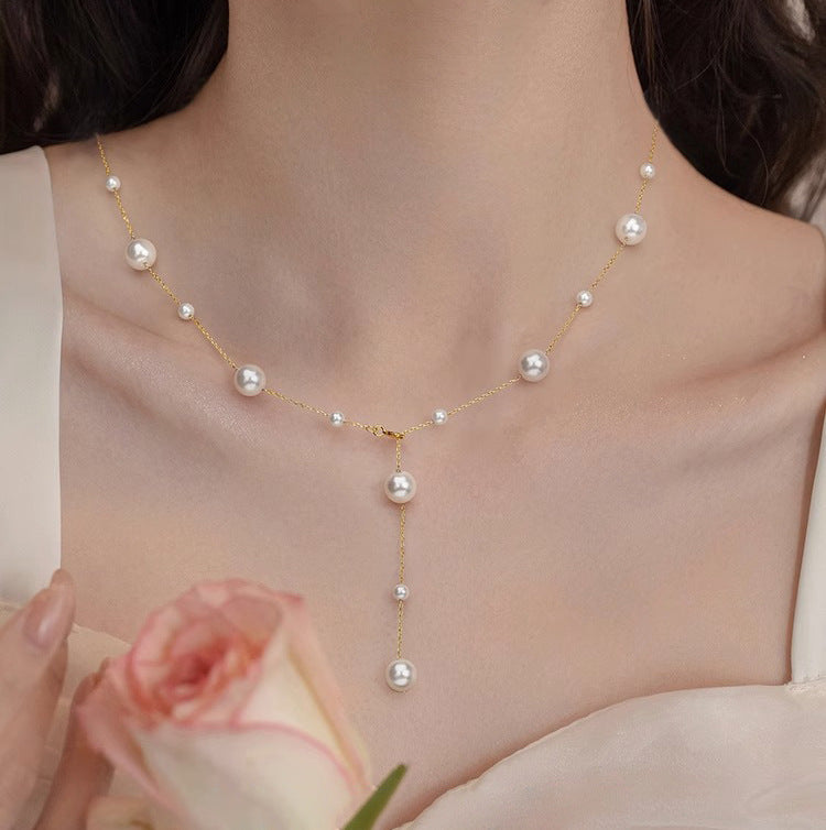 Perlen-Drop-Lariat-Halskette Brehn