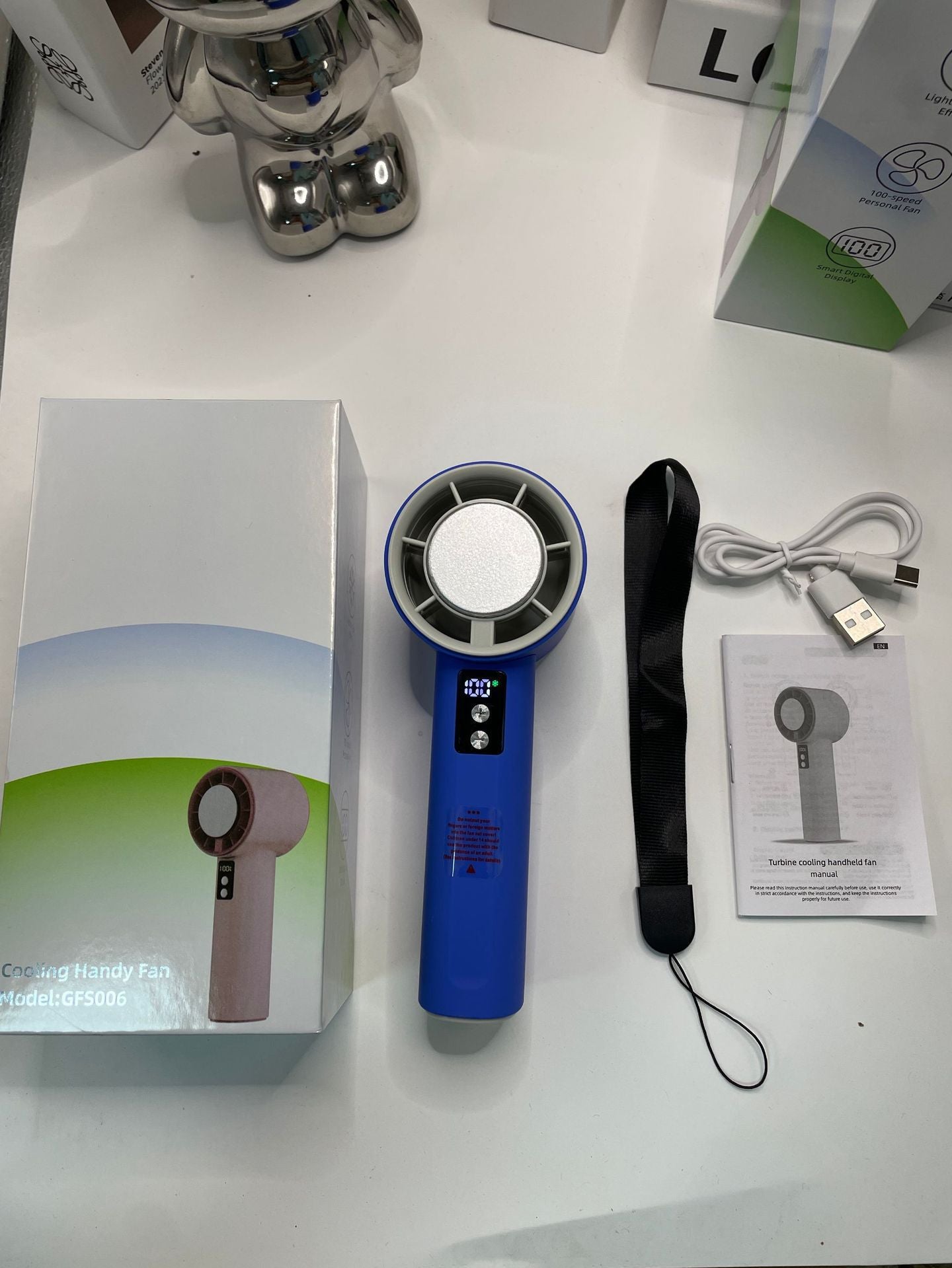 Damen Tragbarer Turbo-Handventilator mit digitaler Steuerung Brehn