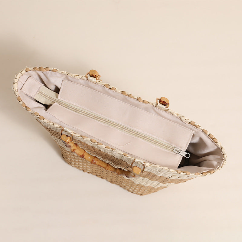 Damen Handgefertigte Korbtasche mit Bambusdetails Brehn