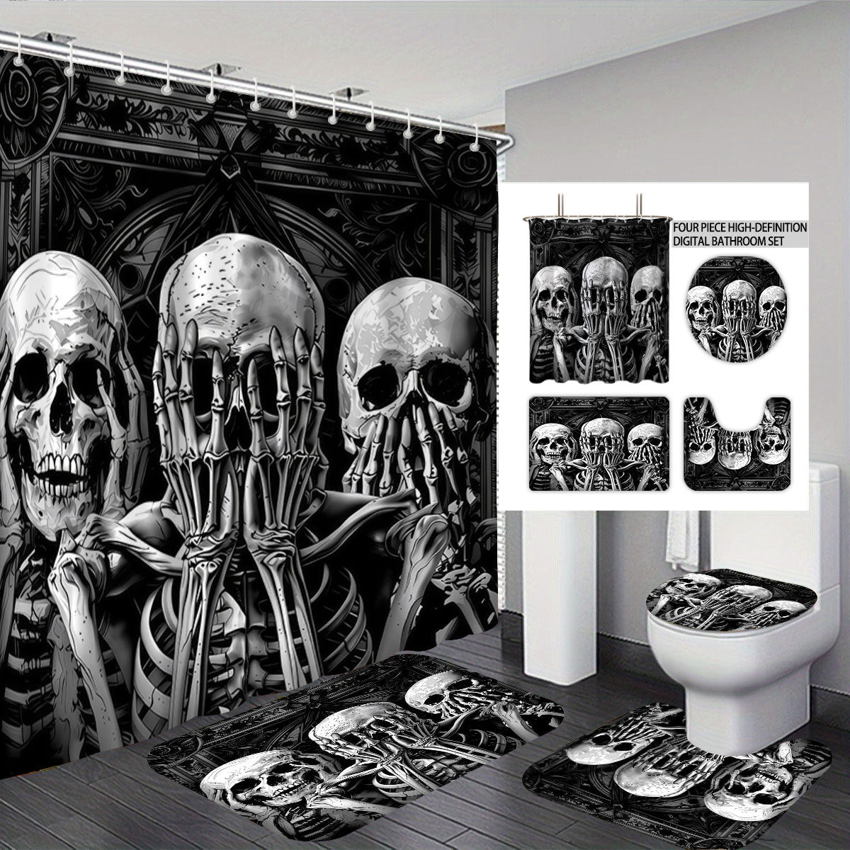 Künstlerisches Skull-Themen Badezimmer Set Brehn