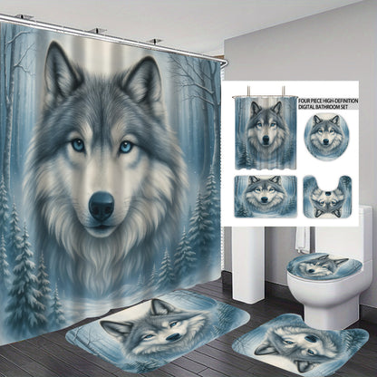 Hochauflösendes Wolf-Thema Badezimmer Dekor Set Brehn