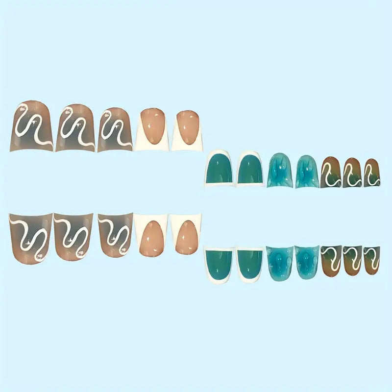 Künstlerisches abstraktes Press-On-Nageldesign Brehn