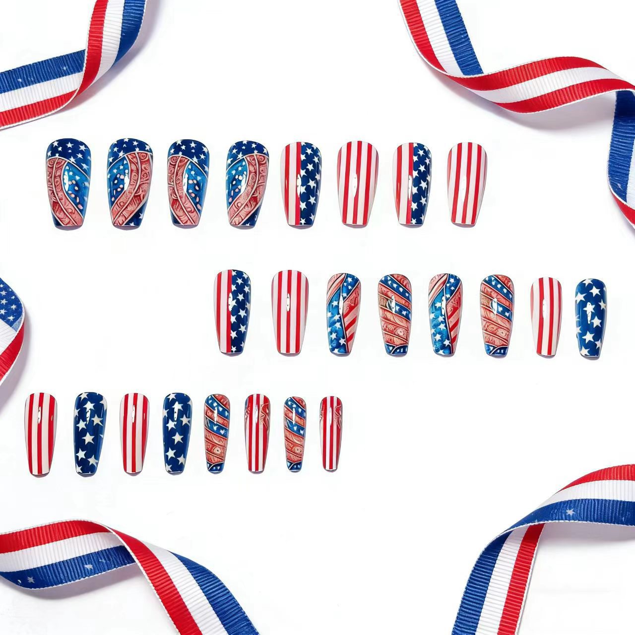Kunstnägel mit Kreativen Patrioten-Motiven Brehn