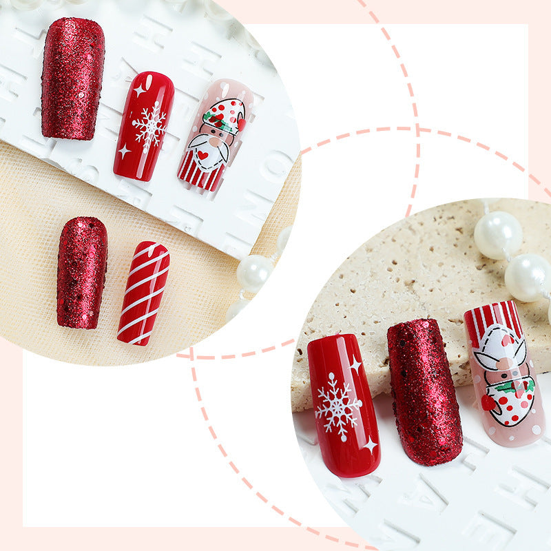 Festliches Santa-Themen Press-On Nagelkunst Set Brehn
