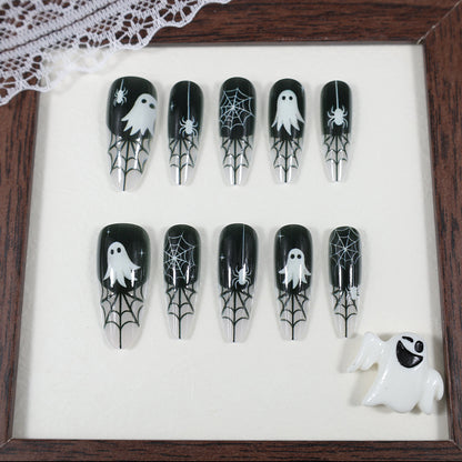 Halloween Kunstnagelset mit Geister- und Spinnennetz-Design Brehn