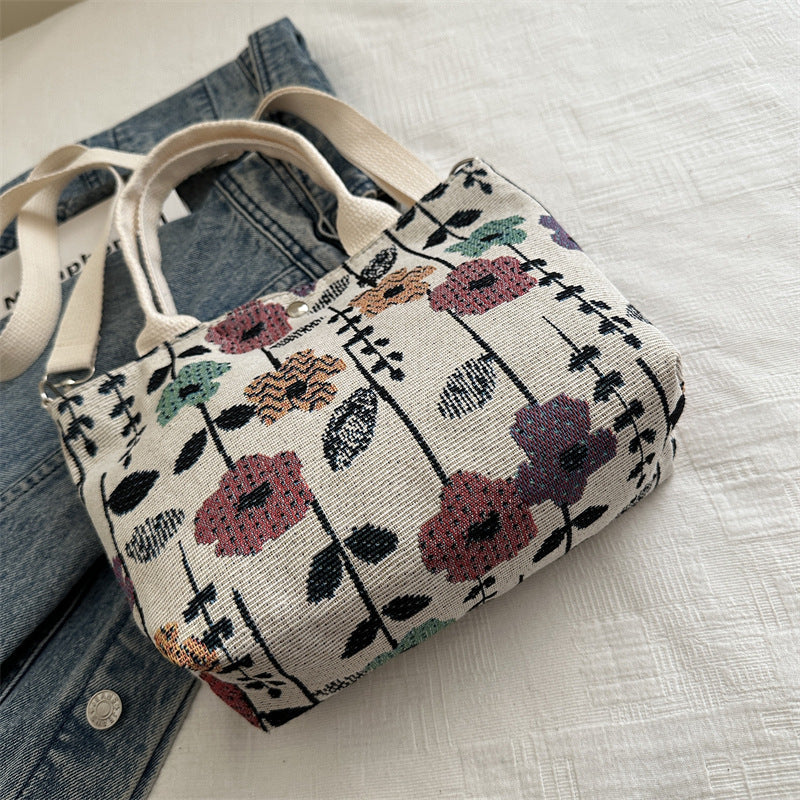 Niedliche Erdbeer-Print-Canvas-Shopper-Tasche