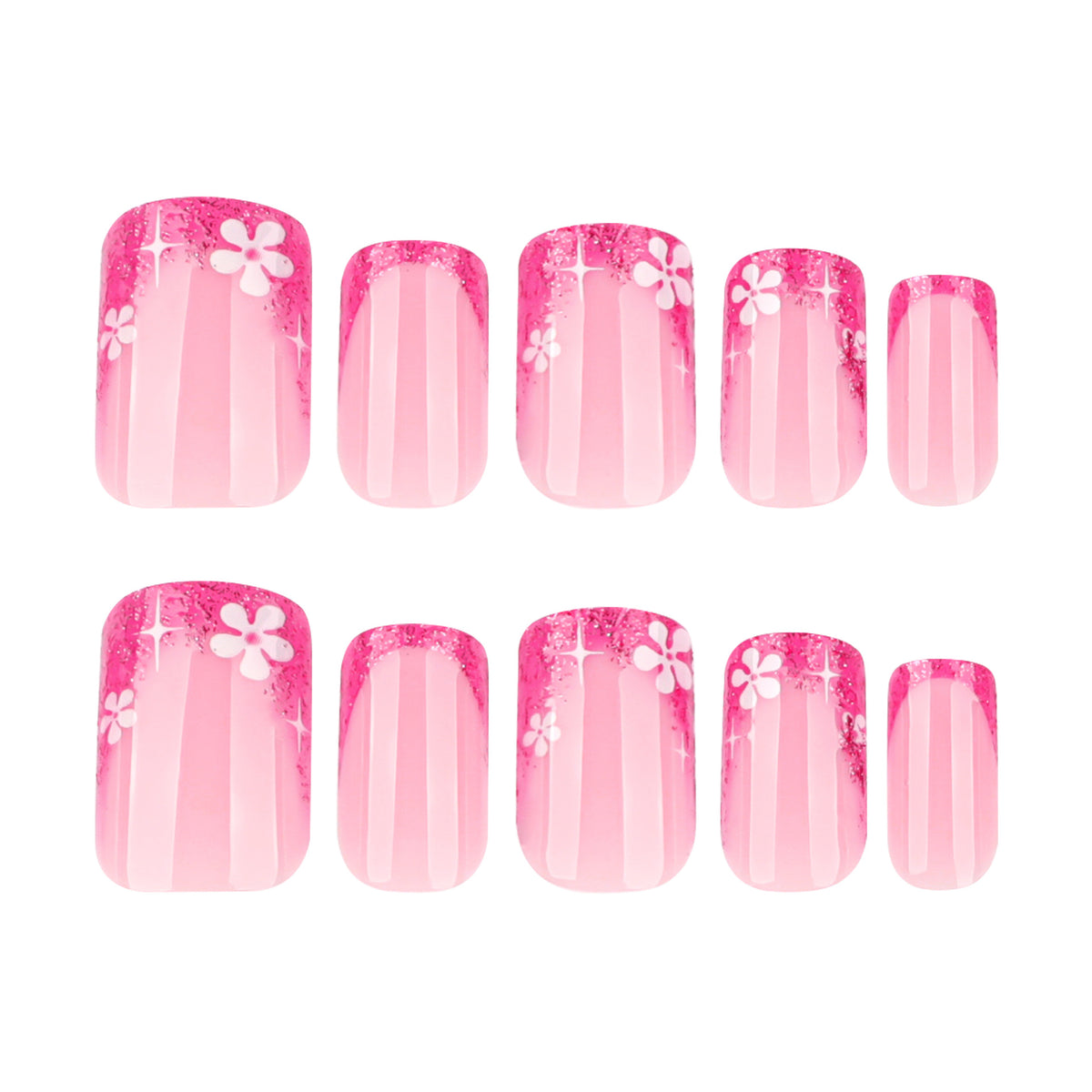 Kunstvolle Nagelkunst mit floralem Akzent und Glitzer Brehn