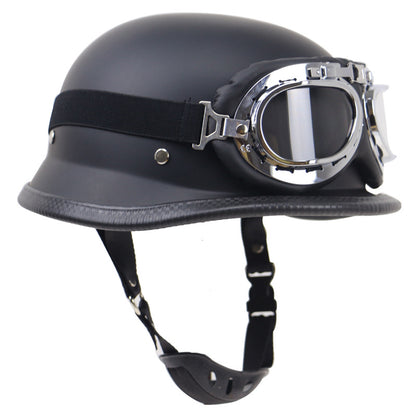 Vintage-Motorradhelm mit schützenden Goggles Brehn