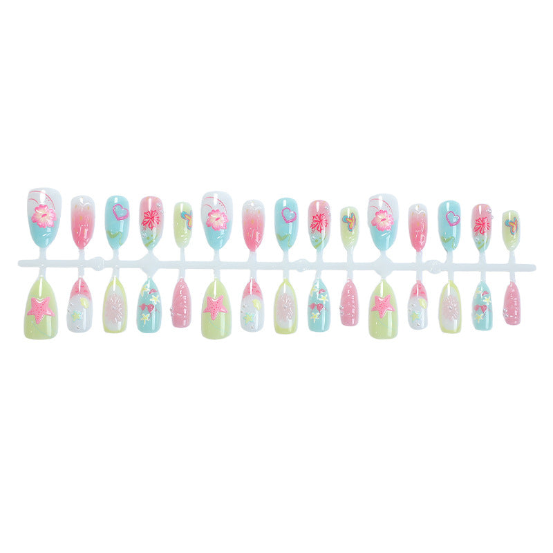 Kreatives tropisch inspiriertes Press-On-Nagelkunst-Set Brehn