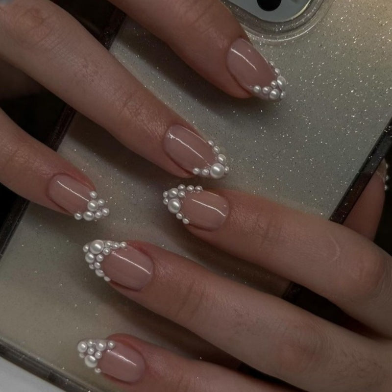Glamouröses Perl-betontes Druck-Nagelset Brehn