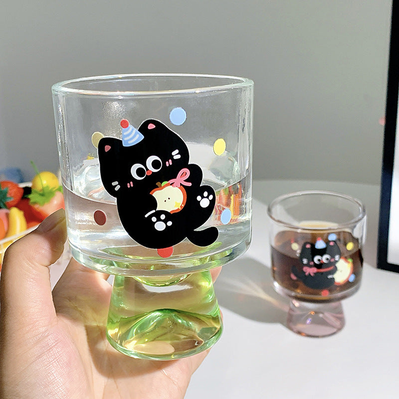Verspieltes Trinkglas mit Katzenmotiv Brehn