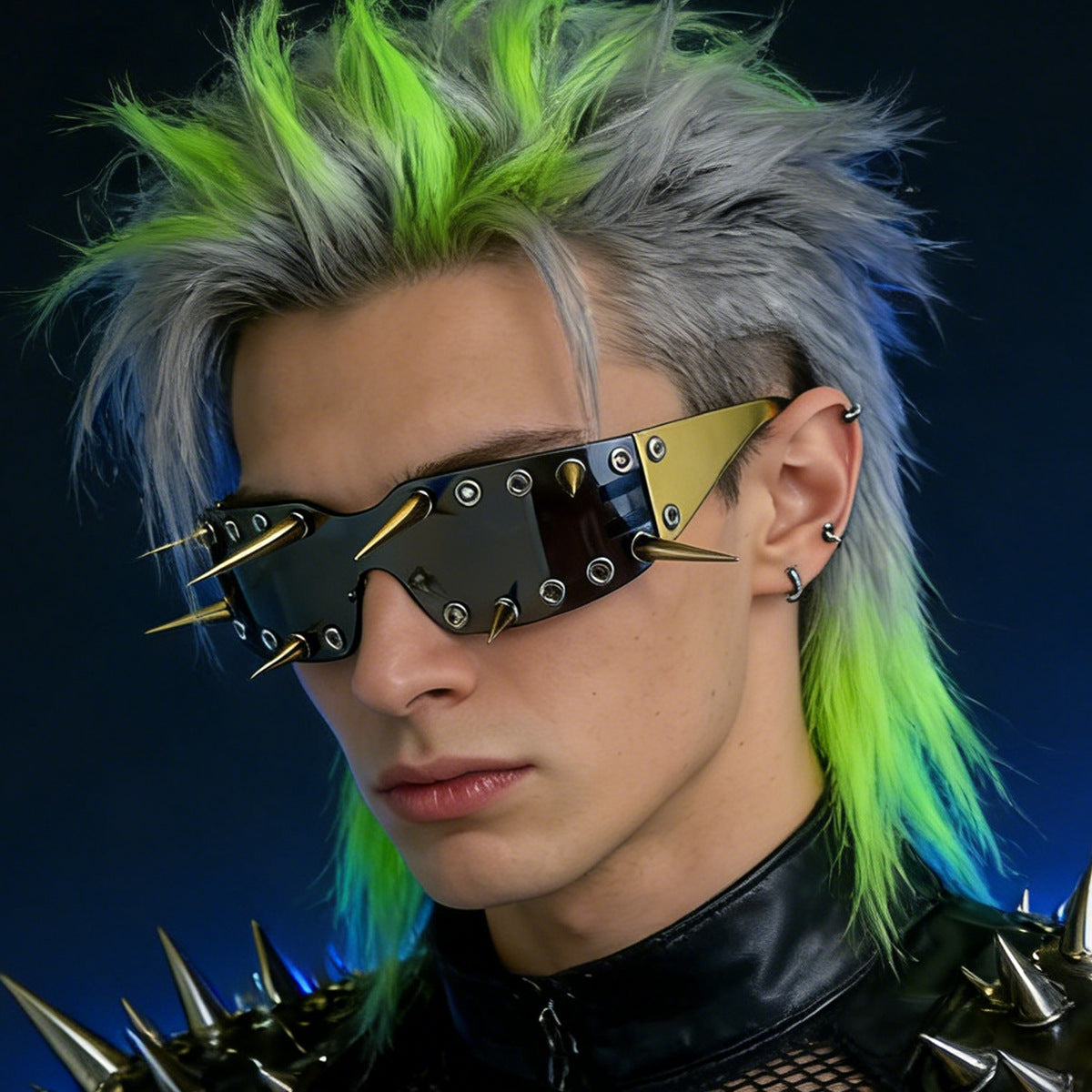 Damen Sportliche Sonnenbrille mit auffälligem Design und Spikes Brehn