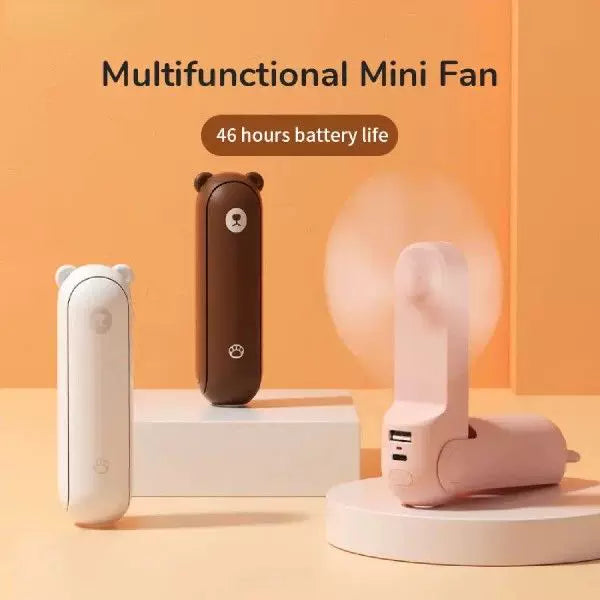 Unisex Einheitsgröße klappbarer wiederaufladbarer tragbarer Mini-Ventilator mit integriertem USB-Powerbank und Lanyard Brehn