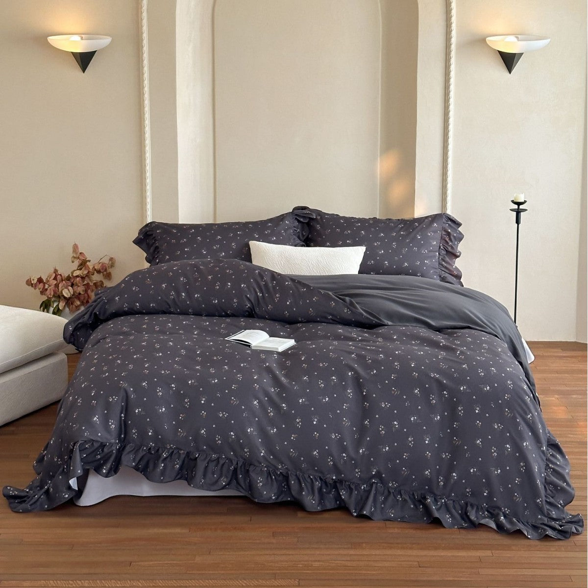 Bettbezug-Set aus Baumwollsatin mit Boho-Ethno-Muster und Wendefunktion