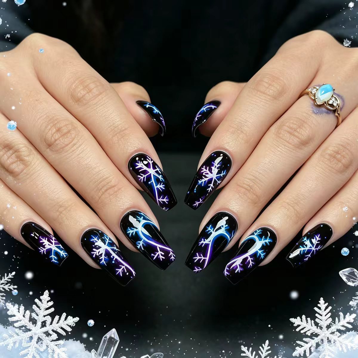 Künstlerisch Schneeflocken-Muster Nagelkunst Brehn