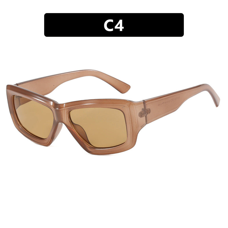 Damen trendige quadratische Sonnenbrille mit transparentem Rahmen und komfortablen Gläsern Brehn