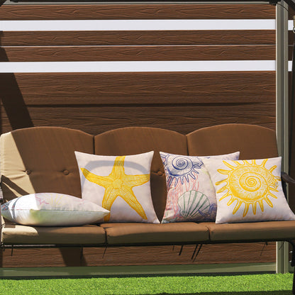 Quadratischer Outdoor-Kissenbezug mit großflächigem Seestern‑Motiv aus wasserabweisendem Polyester Brehn