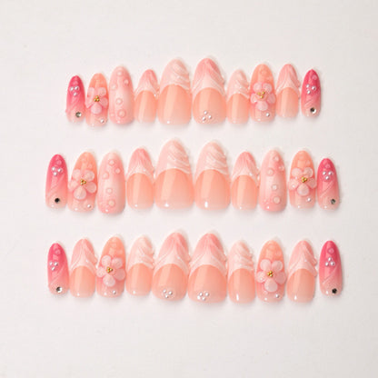 Dekorativer floraler Design Press-On Nagelset