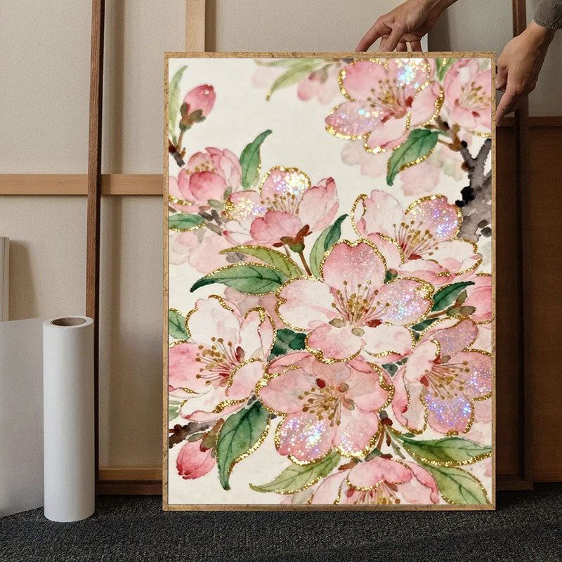 Florale Glitter Kunst Leinwanddruck Brehn