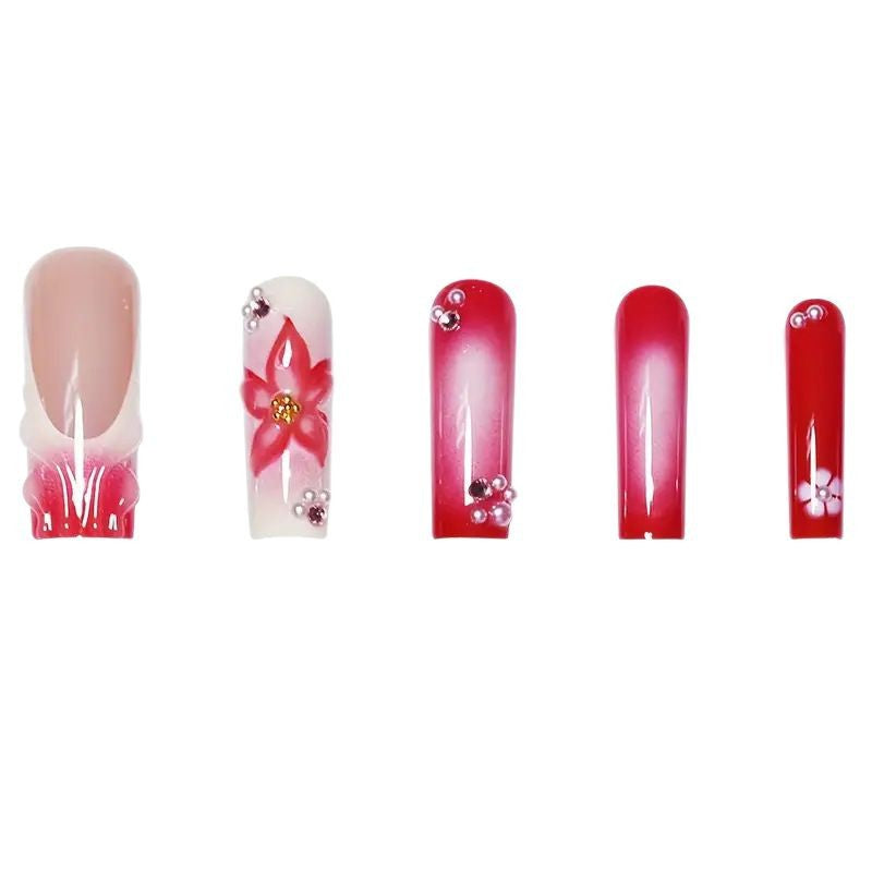 Elegante 3D Blumen Nagelkunst Verlängerungen Brehn