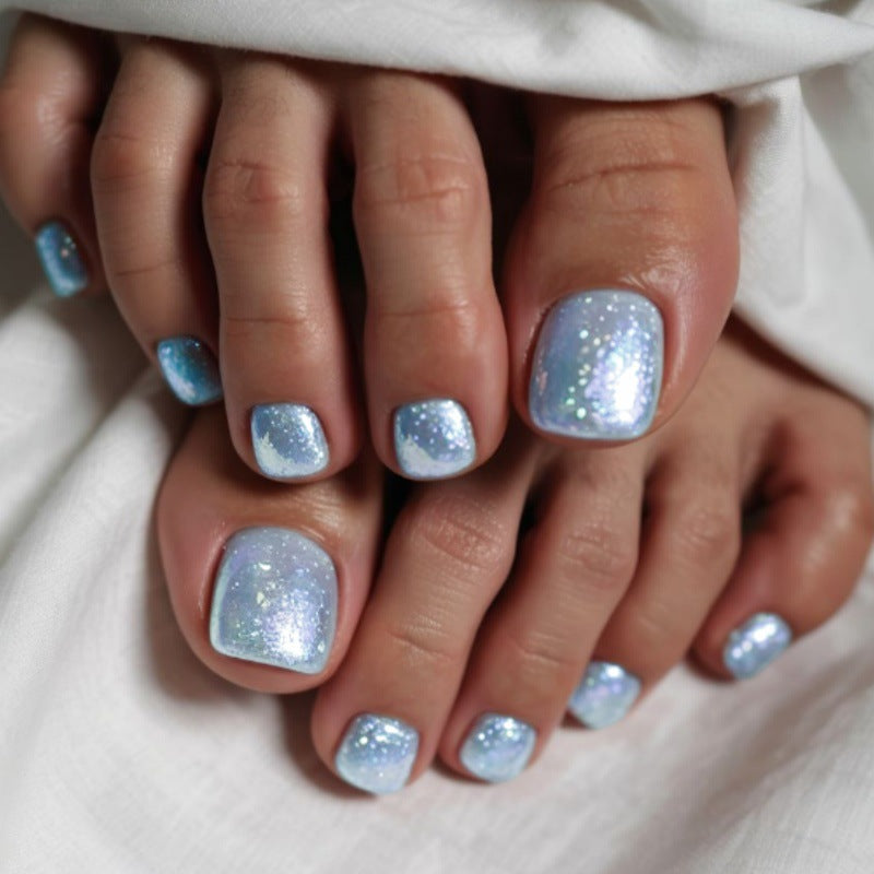 Premium Glitzerndes Pediküre Press-On Nagelset Brehn