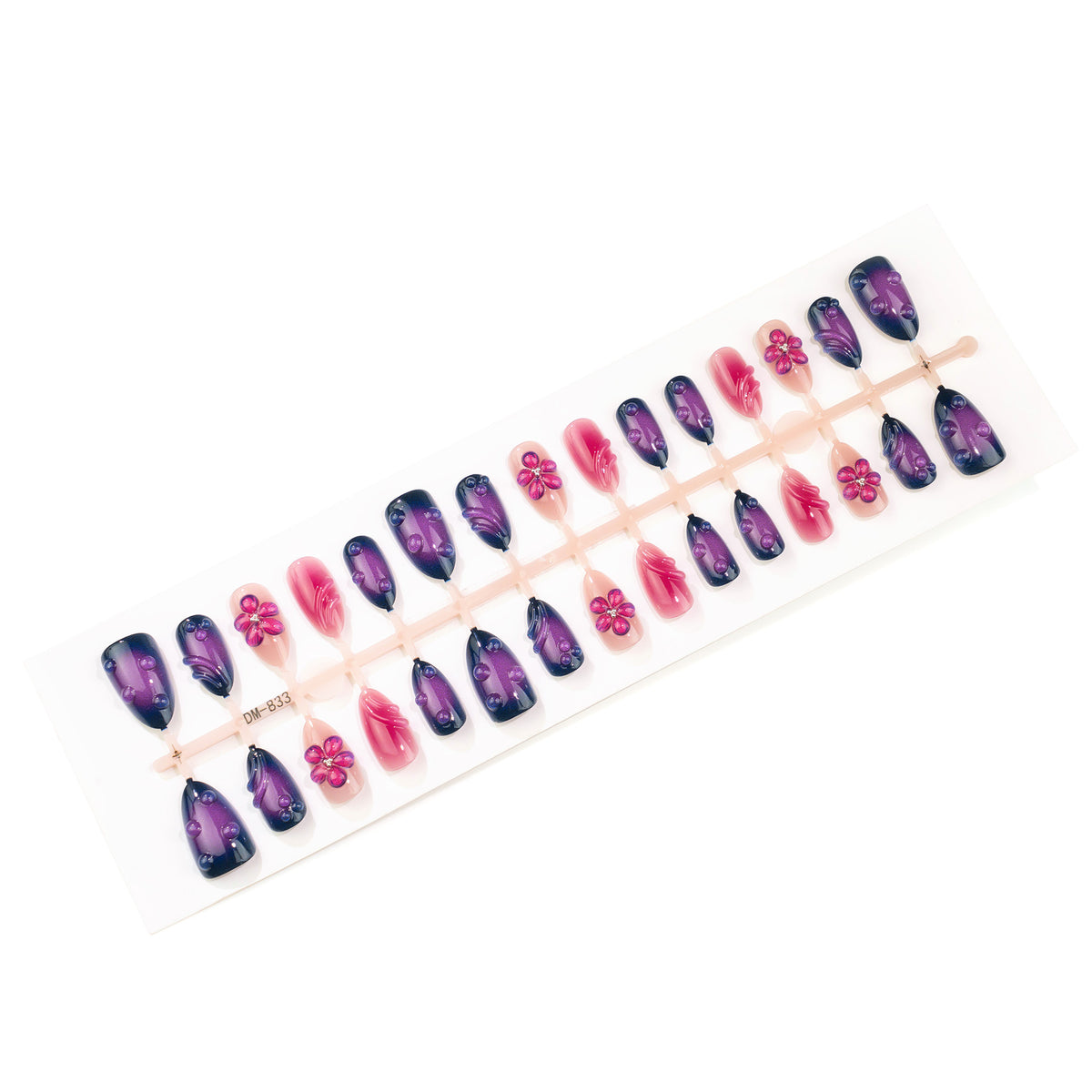 Elegantes florales Akzent-Press-On-Nagelset Brehn
