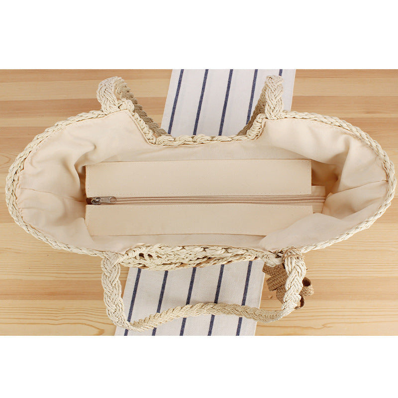 Elegante Strandtasche mit Handgewebtem Korbmuster Brehn