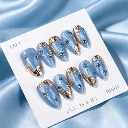 Dekoratives Press-On Nail Art Set mit Glitter und Juwelenakzenten