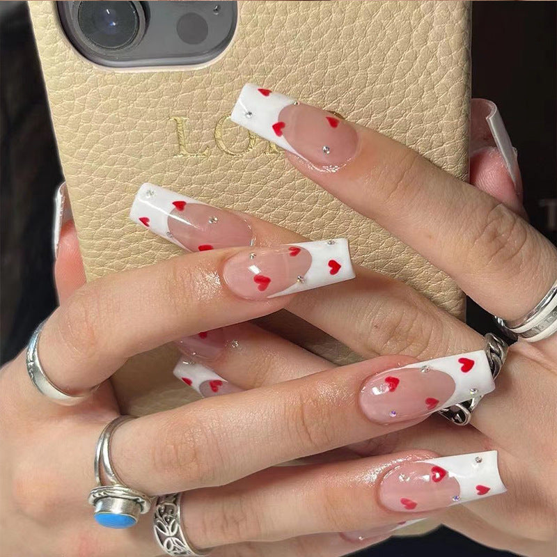 Perlenakzent Lange Stiletto Nagelverlängerungen