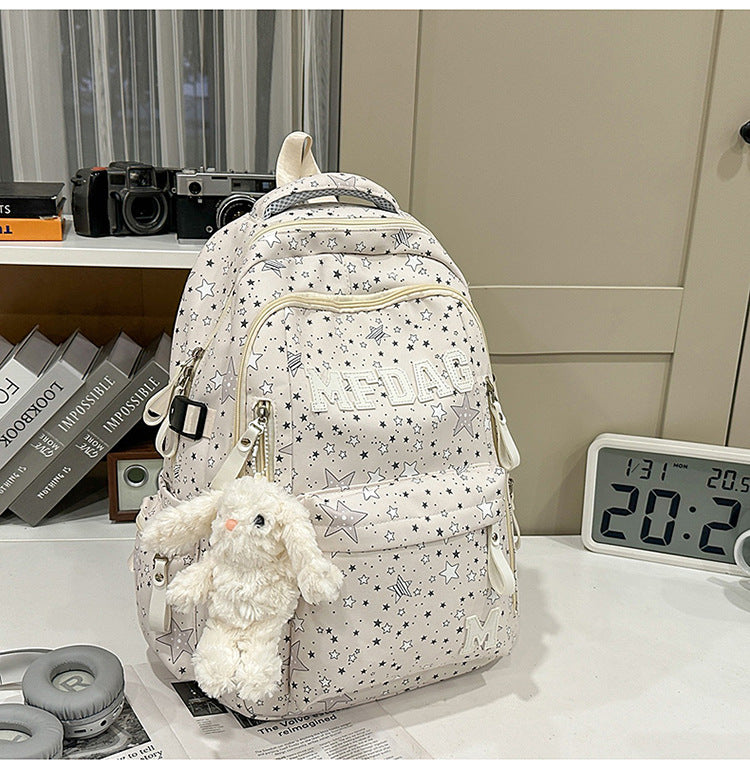 Multi-Taschen Sternen-Print Schulrucksack