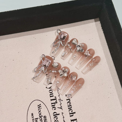 Glamouröse mit Strass verzierte Press-On Nagelkunst Kit