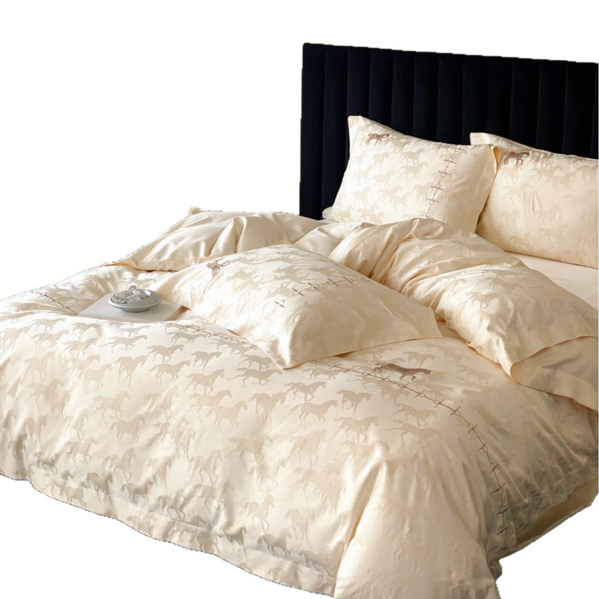 Pferd Jacquard Baumwollsatin Bettbezug Bettset