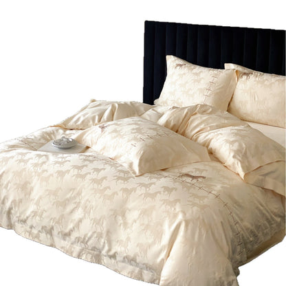 Pferd Jacquard Baumwollsatin Bettbezug Bettset